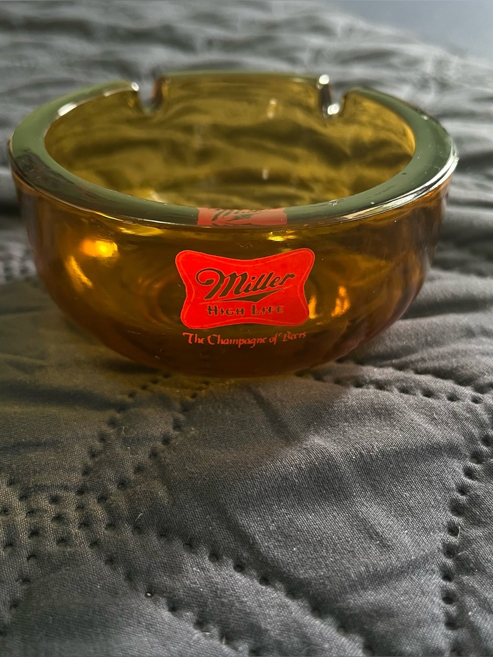 Vintage Marketing Ashtray Miller High Life Beer Amber Glass USA